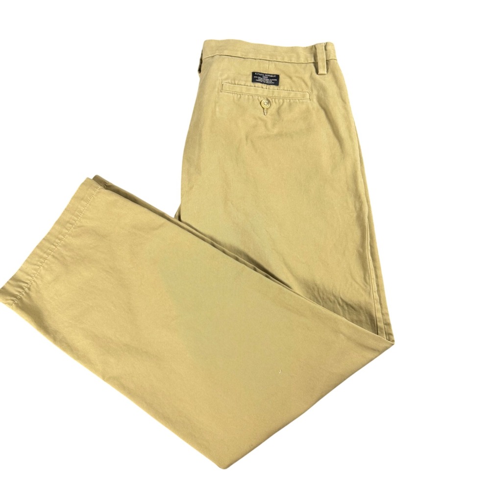 Banana Republic Gavin Chino Khaki Tan Straight Leg Cotton Pants Mens 36x32